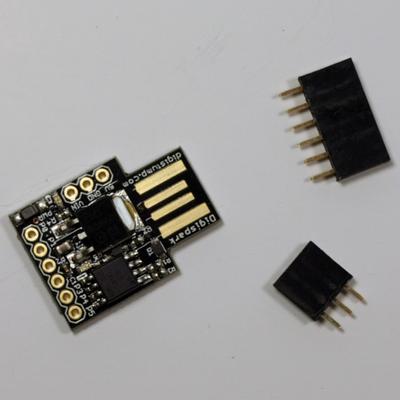 The Digispark USB development board has an ATtiny85 microcontroller. (source: Digistump)